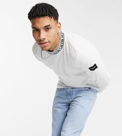 exclusive to ASOS neck logo long sleeve top in bright white