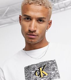 oversized T-shirt with small white noise logo in white - Exclusive to ASOS