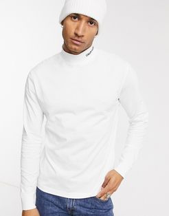 logo mock neck long sleeve t-shirt in white