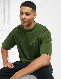 logo crew neck t-shirt in khaki-Green