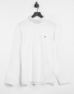 small logo roll neck long sleeve top in white