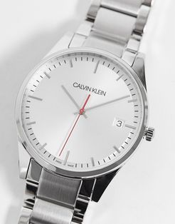 watch with silver dial