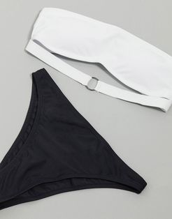 White Bandeau Bikini Top with Ring Detail