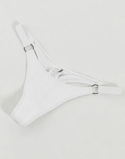 White Bikini Thong with Ring Detail