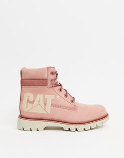 Caterpillar lyric bold leather boots in pink