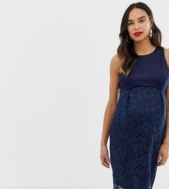 lace pencil dress in navy