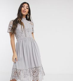 lace detail skate dress in dove gray