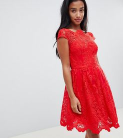 premium lace midi prom dress in red