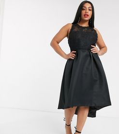 high low satin dress in black