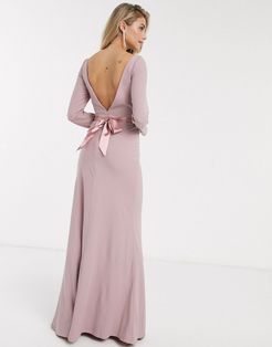 Chi Chi Valentina bow back maxi dress in pink
