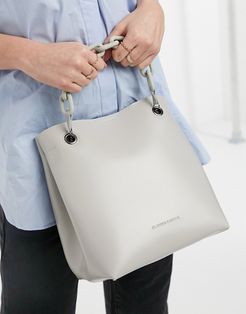 bucket tote bag with chunky chain in gray-Grey