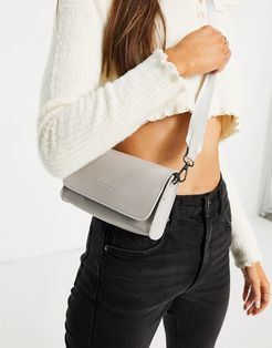 small cross-body bag with webbed strap in gray-Grey