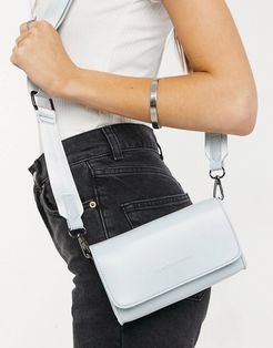 small cross body bag with webbing strap in pale blue-Blues