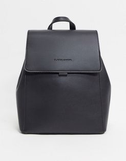 Unlined Flapover Backpack-Black