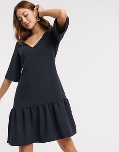 Closet drop hem mini dress in Navy