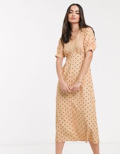 midi tea dress in mixed spot-Multi