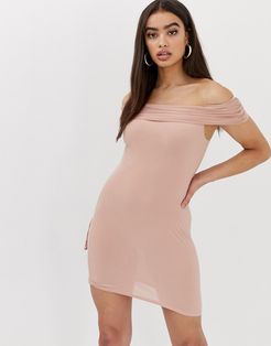 Club L bardot bodycon dress-Pink