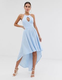 Club L hi-lo midi dress with key hole detail-Blues