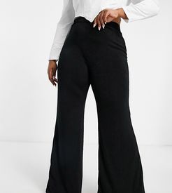 high waist flare pant in black