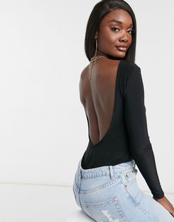 slinky scoop back bodysuit in black