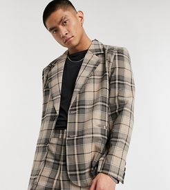 blazer beige plaid-Brown