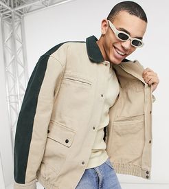 canvas half and half jacket in beige-Multi