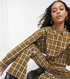 cropped check shirt two-piece-Multi