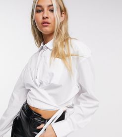 cropped wrap shirt in white