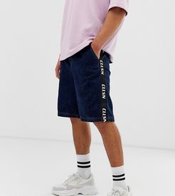 denim shorts with collusion taping-Blues