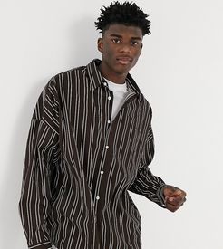 drop shoulder oversized poplin shirt in brown stripe