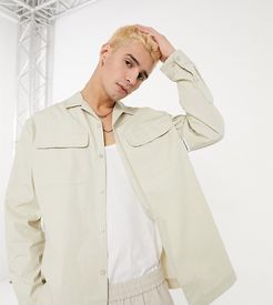 long sleeve utility shirt in stone