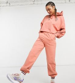 oversized embroidered sweatpants in peach - part of a set-Orange