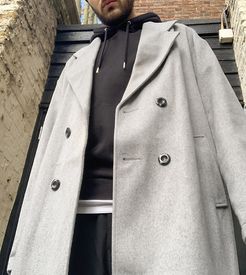 oversized faux wool overcoat in gray-Grey