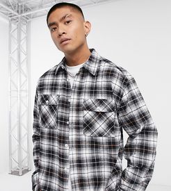 oversized shirt in gray check-Grey