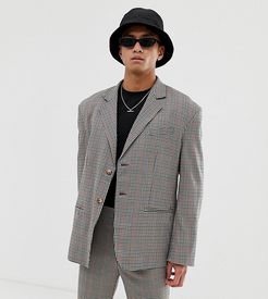 oversized suit jacket in brown check
