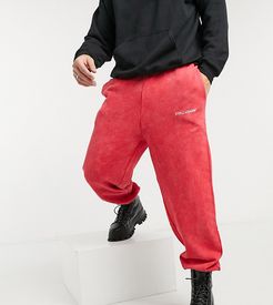 oversized sweatpants in gray acid wash-Red