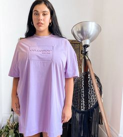 Plus Exclusive embossed mini t-shirt dress in lilac-Purple