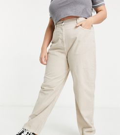 Plus x014 90s baggy dad jeans in oyster wash-White