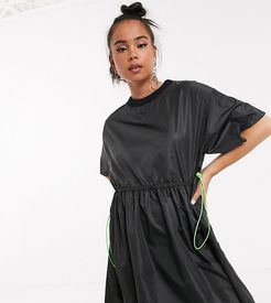 t-shirt nylon mini dress in black