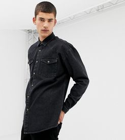 Tall oversized western denim shirt in washed black
