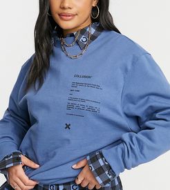 Unisex coordinating oversized blue T-shirt with print-Blues