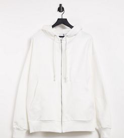 Unisex extreme oversized zip through heavyweight hoodie in off white