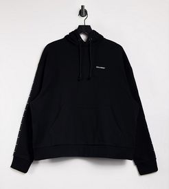 Unisex hoodie with logo side tape in black set
