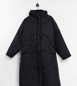 Unisex maxi duffle coat in black