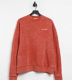 Unisex oversized sweatshirt in orange acid wash-Red