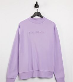 Unisex oversized sweatshirt with embossed logo in purple