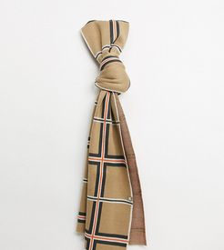 Unisex scarf in neutral brushed check-Multi