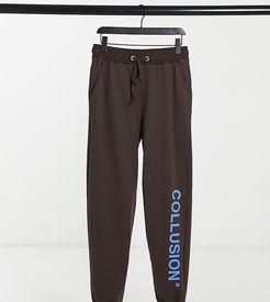 Unisex sweatpants with logo print in brown