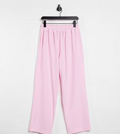 Unisex wide leg sweatpants in rib fabric in pink