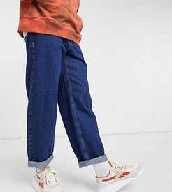 x014 90s baggy jeans with turn up cuff in rinse wash blue-Blues